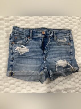 American Eagle Outfitters Medium Blue Distressed Denim Shorts size 4 #f3